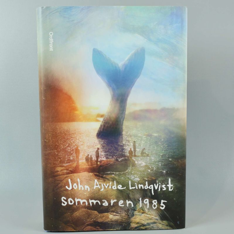Framsida på boken Sommaren 1985 med konstnärlig valfena och solnedgång