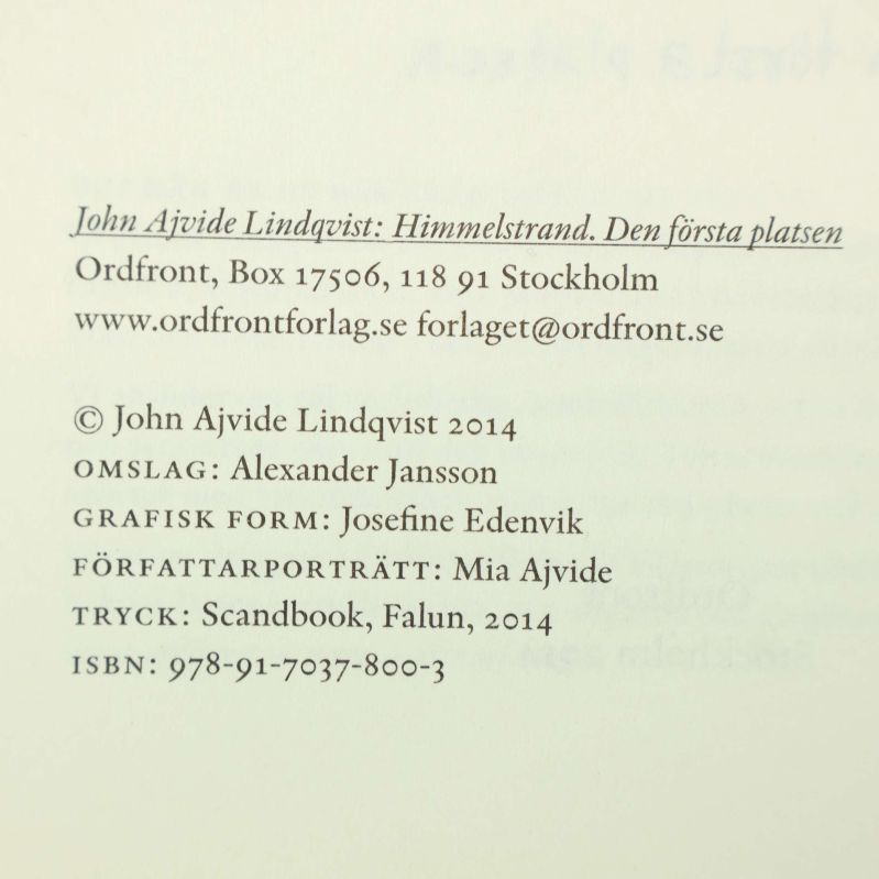 Tryckår och ISBN-information för boken Himmelstrand