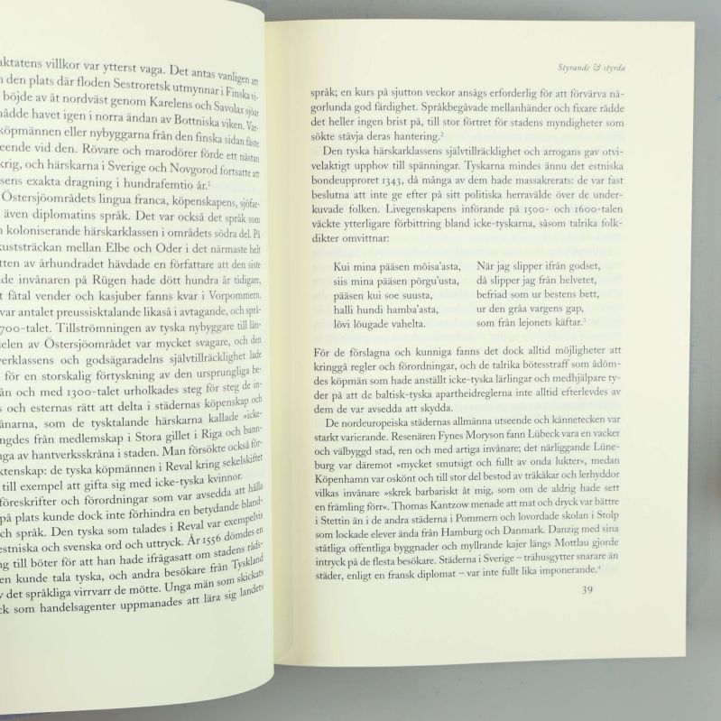 Uppslag ur boken Östersjöländernas historia med text och citat