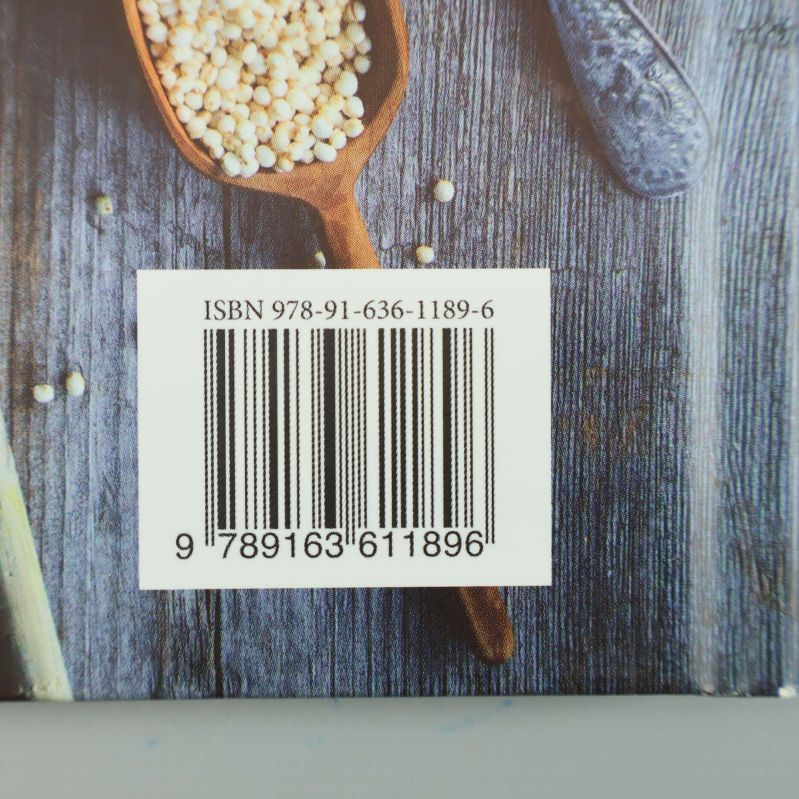 Närbild på bokens streckkod och ISBN-nummer 978-91-636-1189-6
