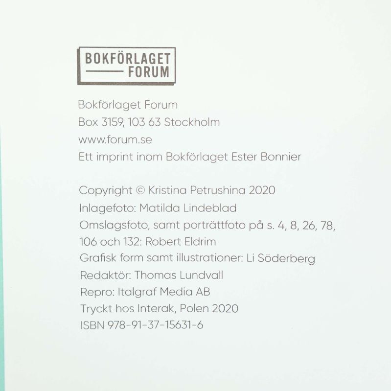 Informationssida med imprint och ISBN för Mitt livs buffé