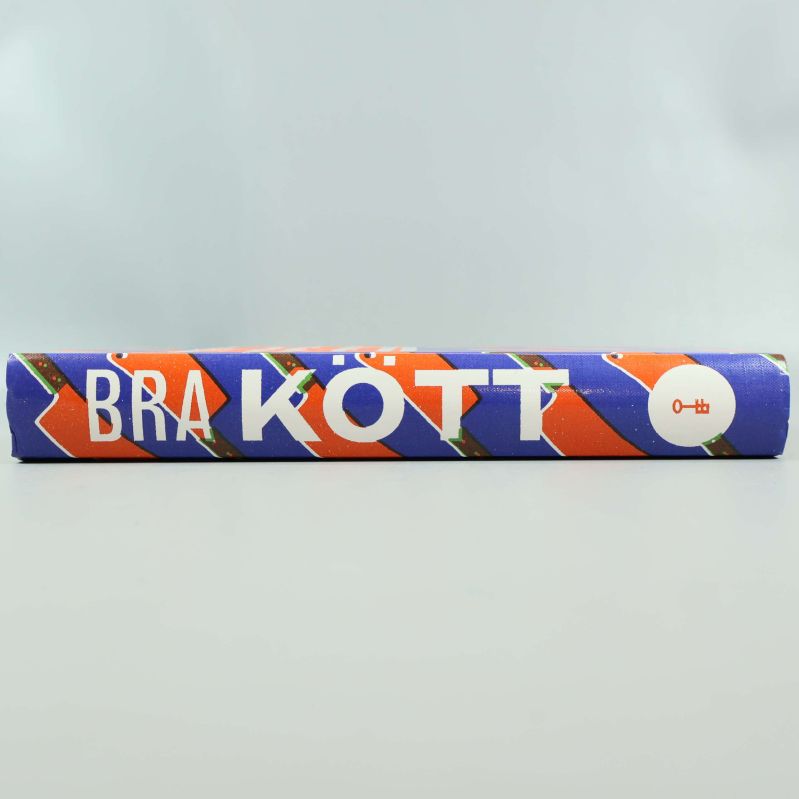 Bokrygg med titel Bra kött på blå och orange bakgrund