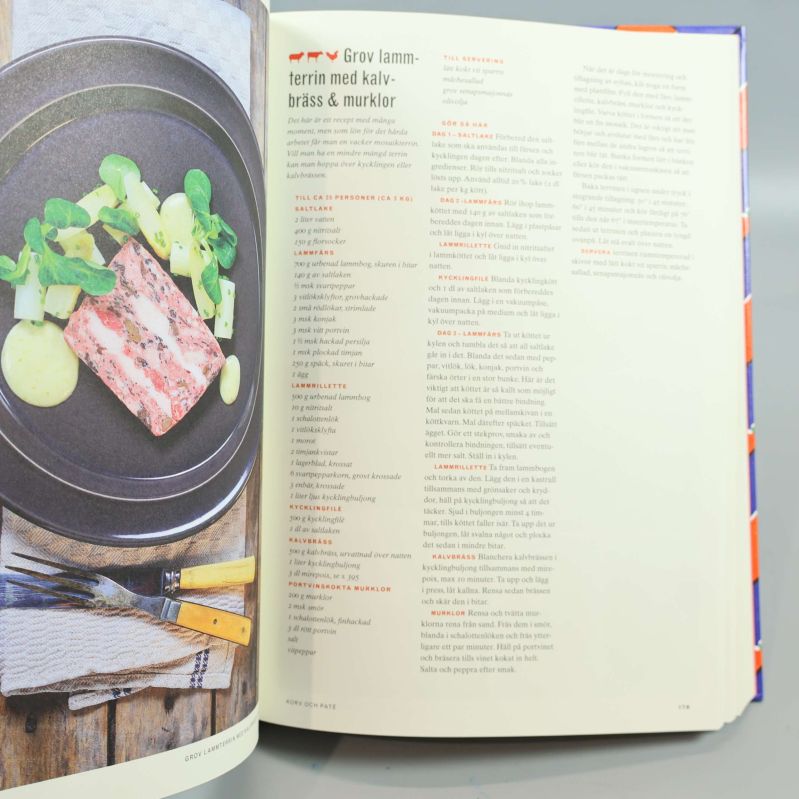 Receptuppslag från boken med lammtterrine och grönsaker