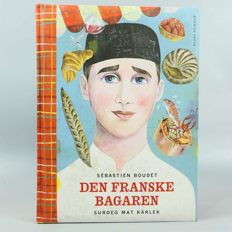 Framsidan av boken Den franske bagaren med illustration av kock