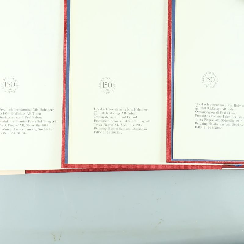 Insida med copyright och ISBN till tre av böckerna