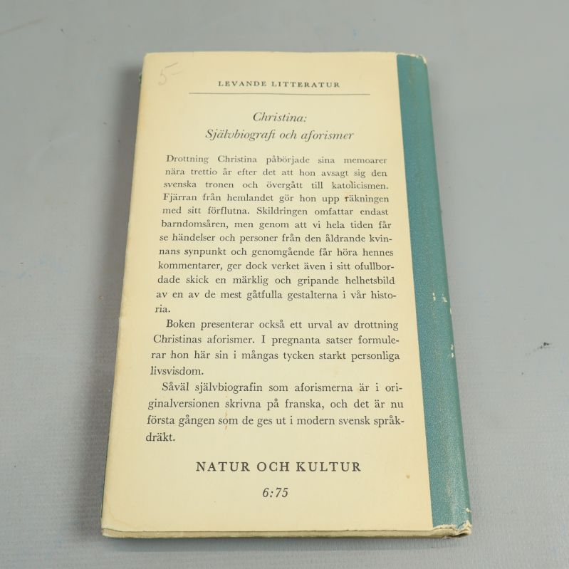 Baksida av Självbiografi och aforismer med beskrivande text