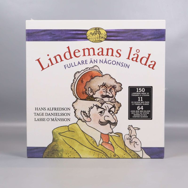 Framsidan på Lindemans låda box med tecknade figurer