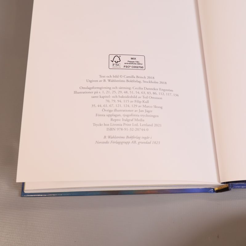 Information om copyright och ISBN-sida i Musse & Helium-bok