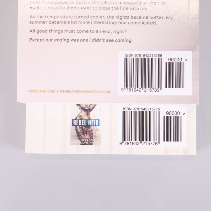 Närbild på streckkoder och ISBN på båda bokbaksidorna
