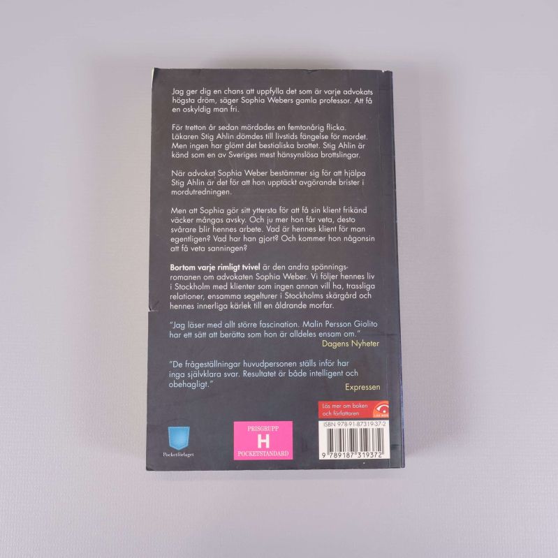 Baksida av boken med beskrivning och ISBN