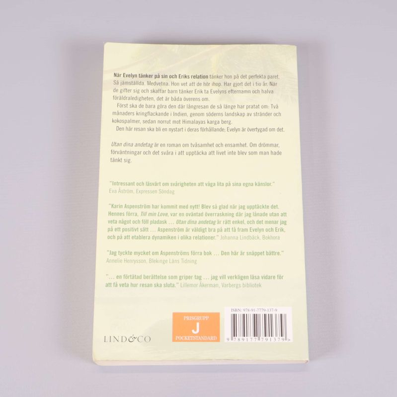 Baksida med text och recensioner samt synlig ISBN-kod