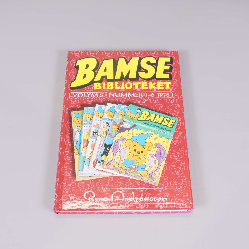 Framsidan av Bamsebiblioteket volym 5 med färgglatt omslag