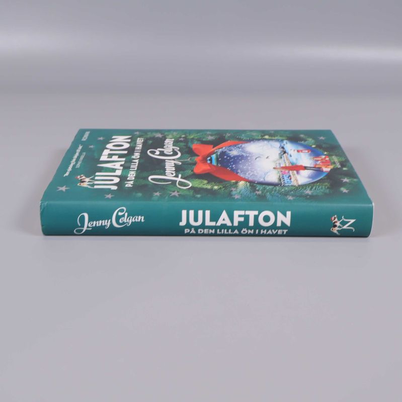 Boken Julafton på den lilla ön i havet sedd från sidan med rygg