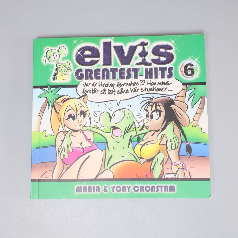 Framsida av seriealbumet Elvis Greatest Hits 6 med färgstarka karaktärer