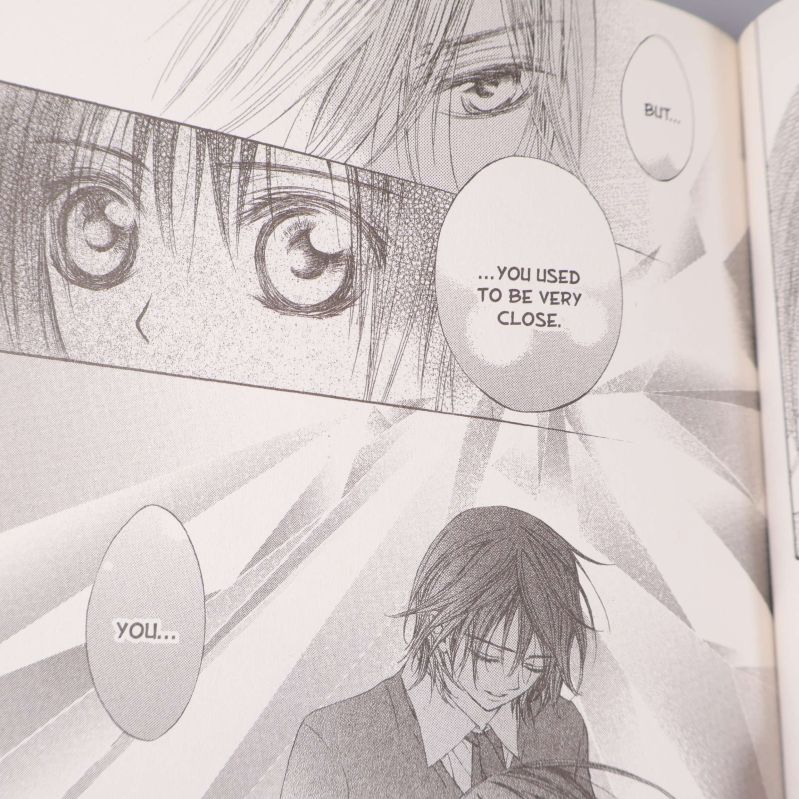 Närbild på karaktärer och dialog från insidan av manga