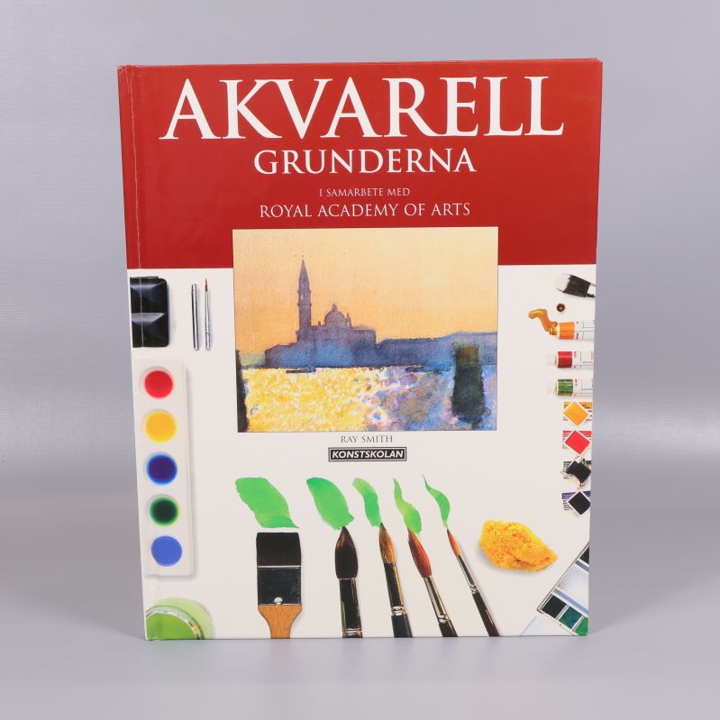 Boken Akvarell Grunderna helt synlig med tydligt omslag