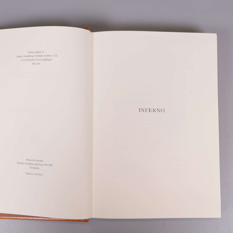 Uppslag med titeln Inferno och ISBN 91-0-470140-2