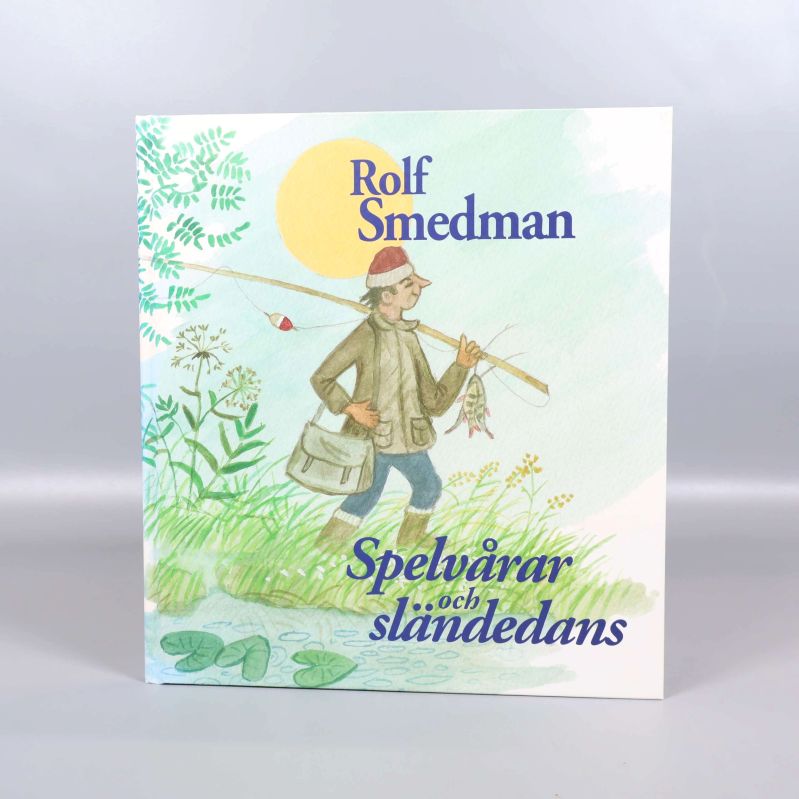 Framsida av boken Spelvårar och sländedans med illustrerad fiskare