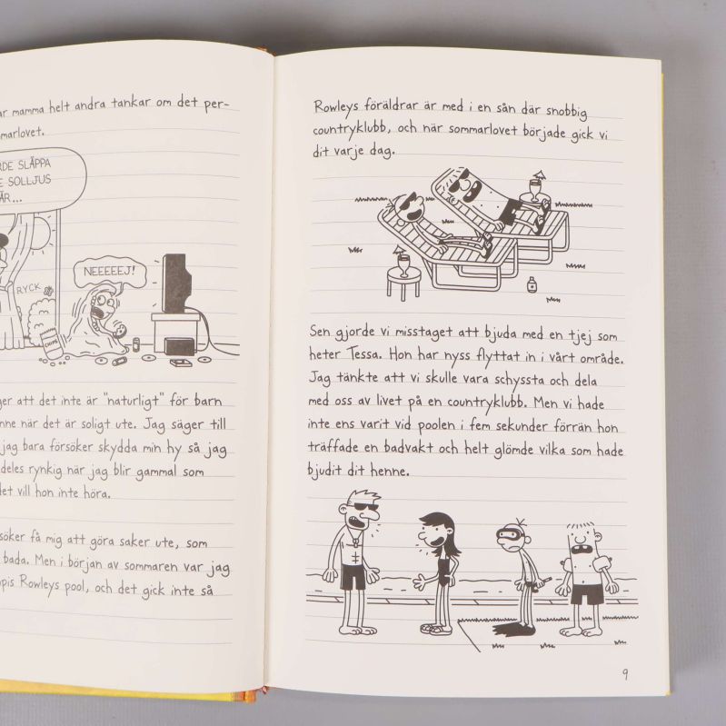 Uppslag ur boken Dagbok för alla mina fans: Usla utsikter med text och tecknade illustrationer