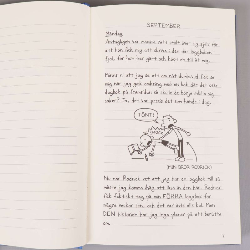 Uppslag från Dagbok för alla mina fans: Rodrick regerar med text och tecknad bild