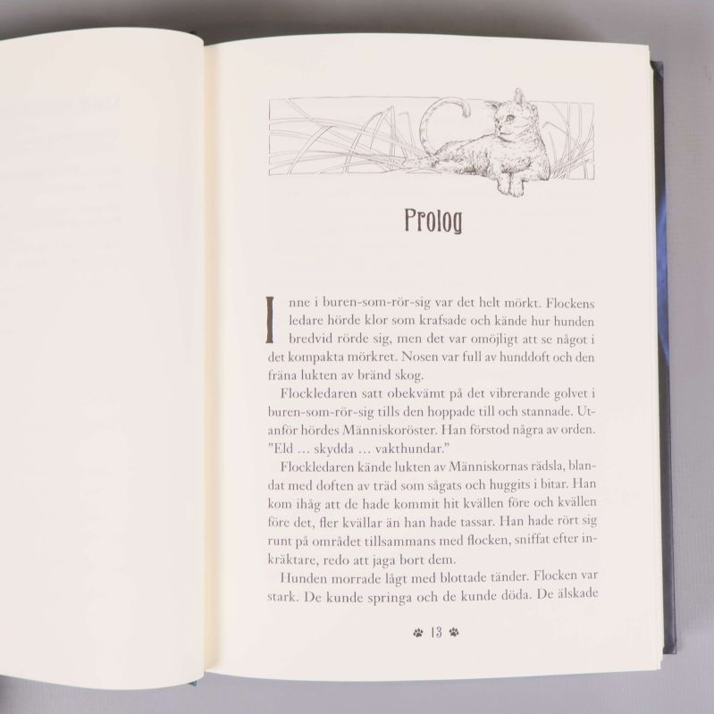 Inlaga från Warriors-bok, prolog med kattillustration