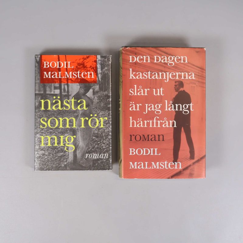 Två böcker av Bodil Malmsten med färgstarka omslag