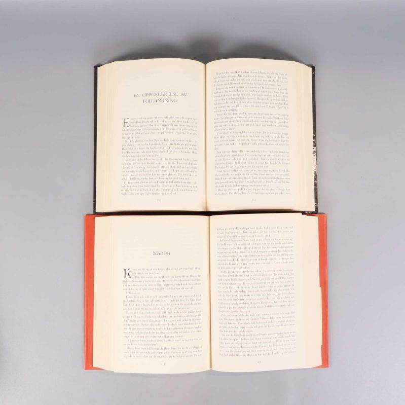 Uppslag från två Eragon-böcker med läsbar text