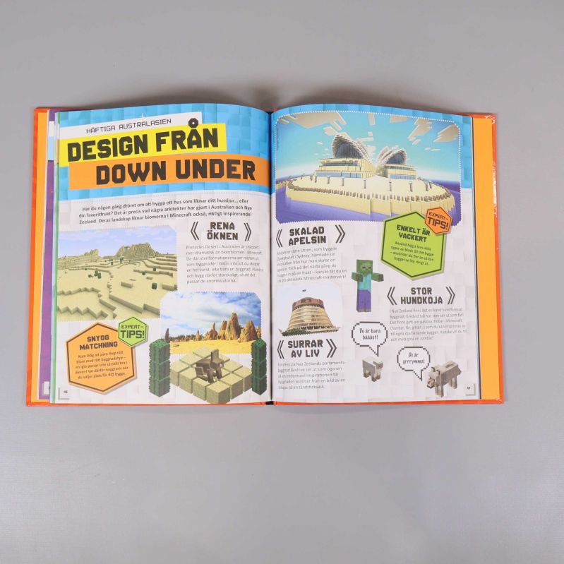 Uppslag ur boken med rubriken Design från Down Under och bygginstruktioner