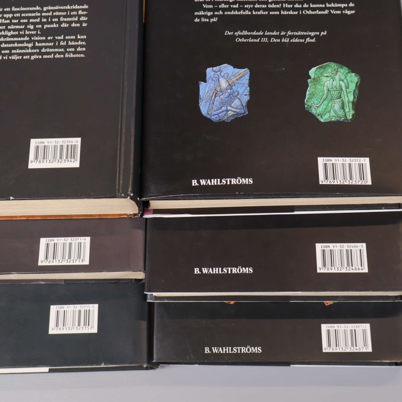 Närbild på ISBN-nummer på baksidan av Otherland-böcker