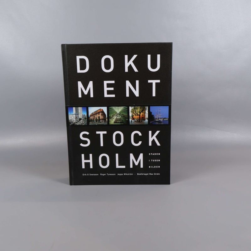 Framsidan av boken med titeln Dokument Stockholm och stadsbilder
