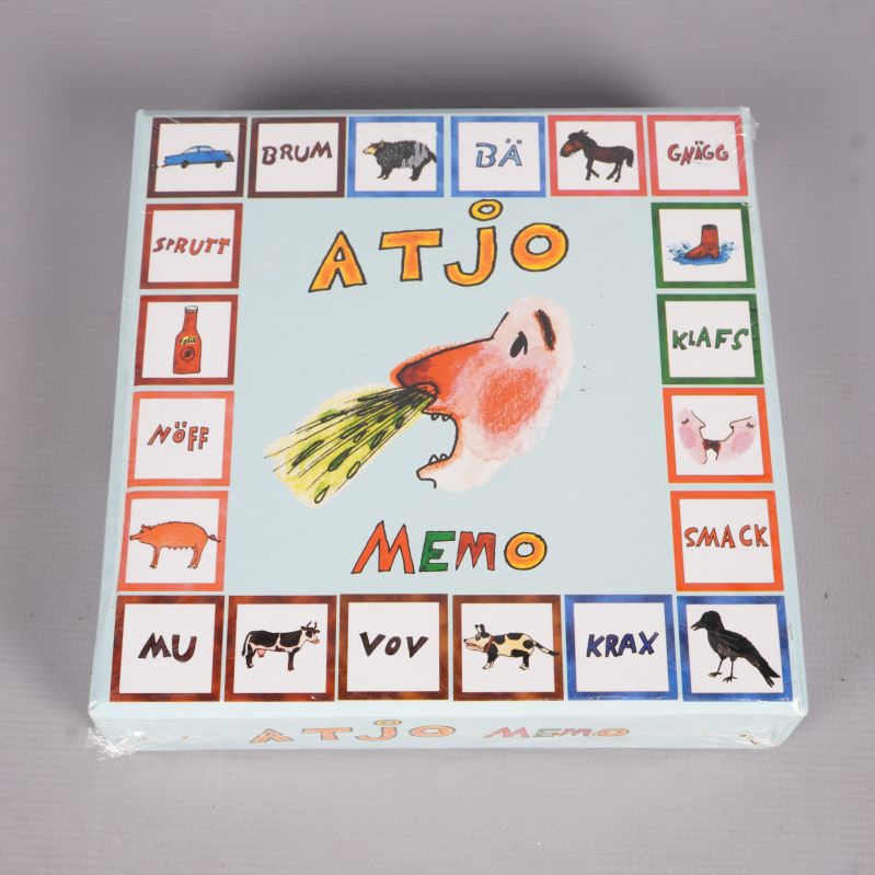 Framsidan av Atjo Memo med ljudeffekter och djurbilder