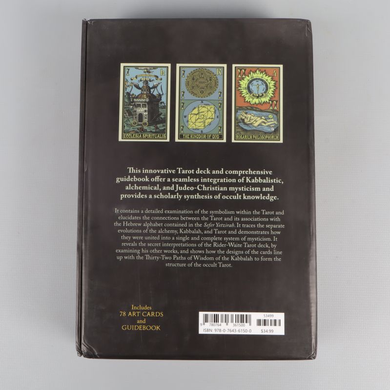 Baksidan av tarotasken med kortbilder och beskrivning