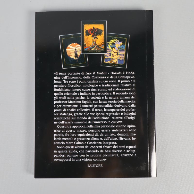 Baksida av guideboken med text på italienska och kortbilder