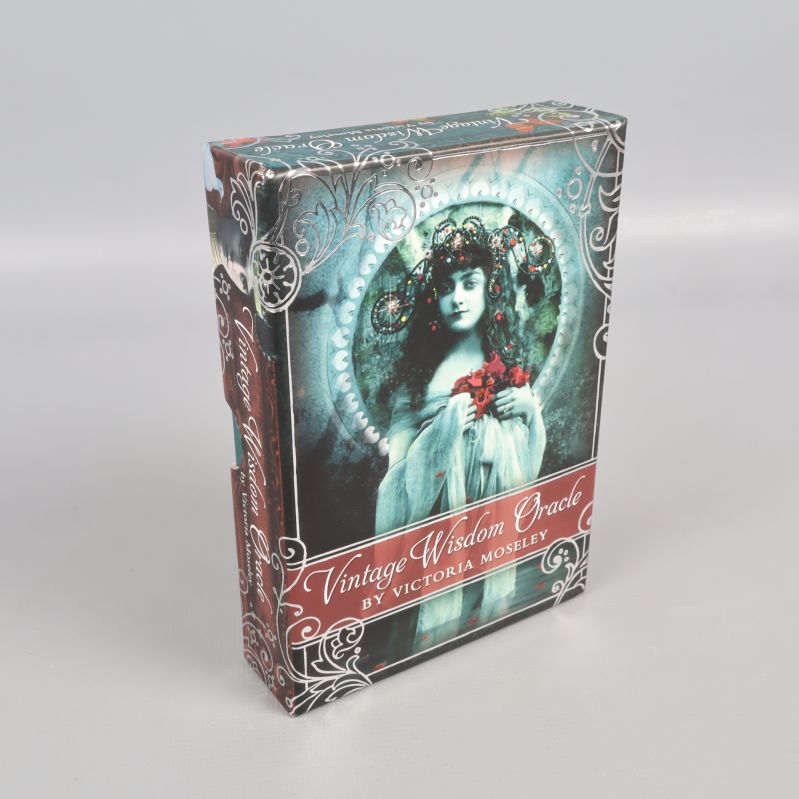 Vintage Wisdom Oracle dekorativ ask i blå toner med kvinnoporträtt och silvermönster