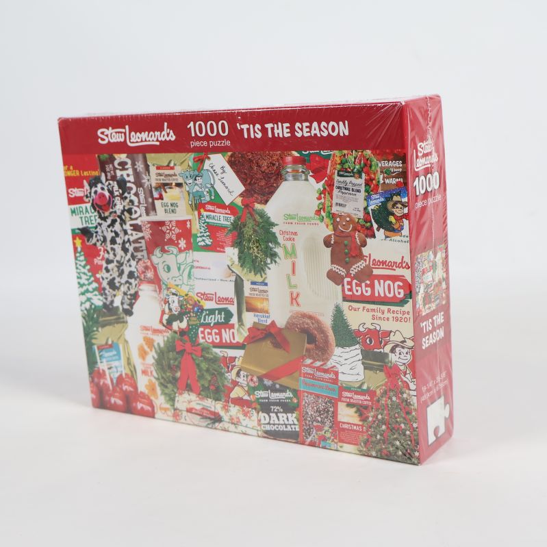 Julpussel i röd kartong med färgglatt vintermotiv, 1000 bitar