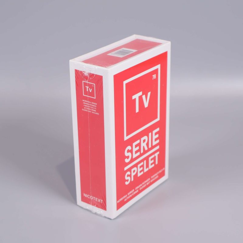 Höger sidovy på tv seriespelet i röd och vit box