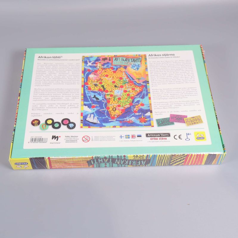 Baksidan av Afrikas stjärna med spelplan och instruktioner