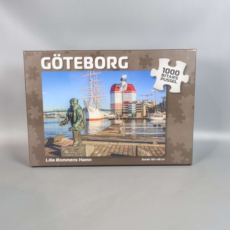 Framsidan av pussellåda med motiv från Göteborg och 1000 bitar