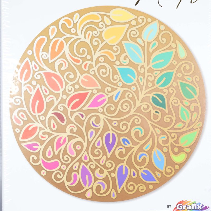 Närbild av det färgglada mandala-motivet på pusslet