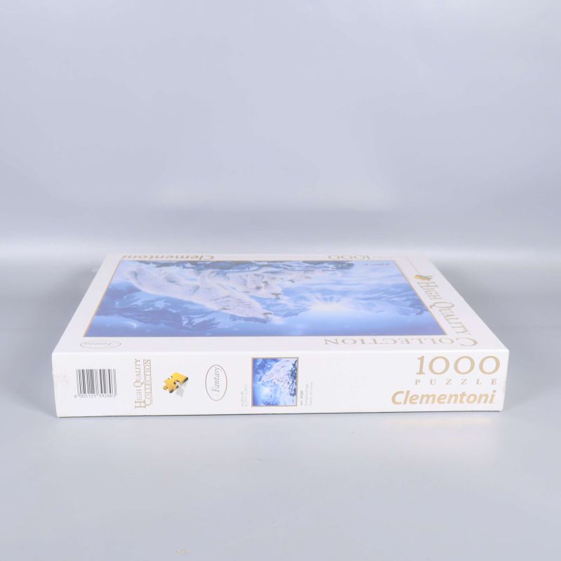 Clementoni pussellåda från sidan med High Quality Collection-tryck