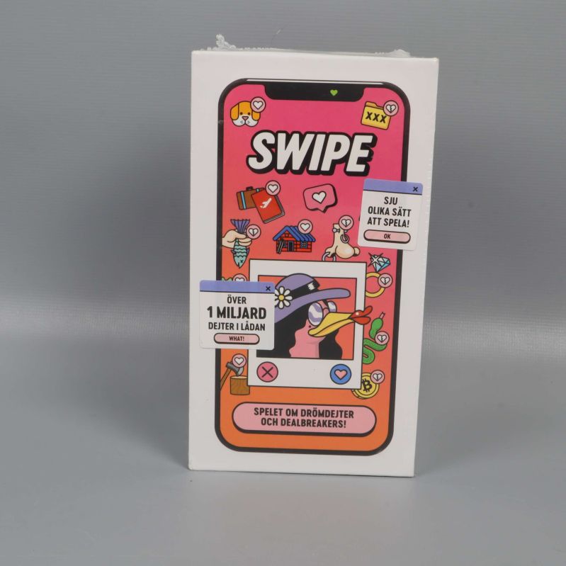 Swipe brädspel kartong med färgstark och modern design