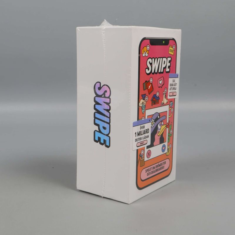 Swipe spel visa sidovy med logotypen på kartongen