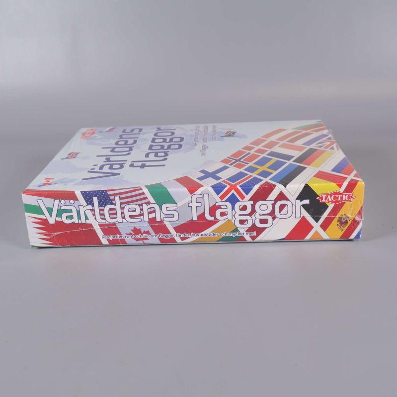 Världens flaggor liggande kartong med logotyp