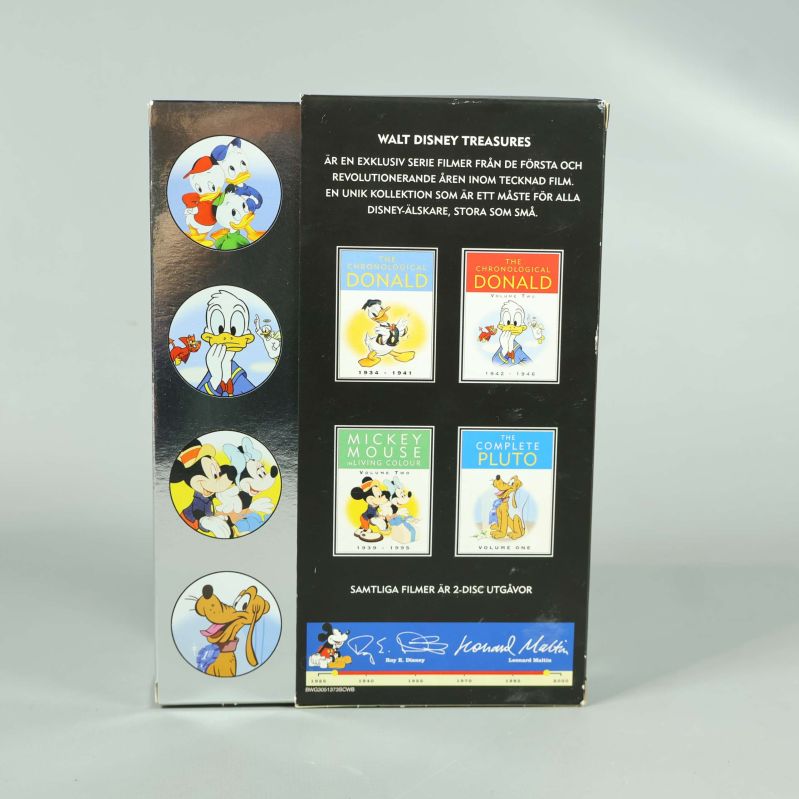 Närbild på baksidan med Disney-karaktärer och filmomslag