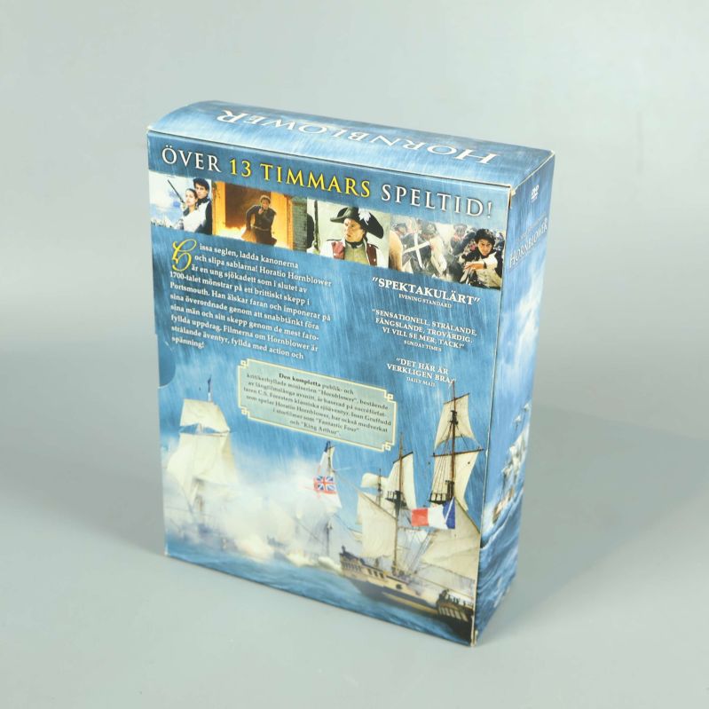 Hornblower DVD-boxens baksida med text och bilder