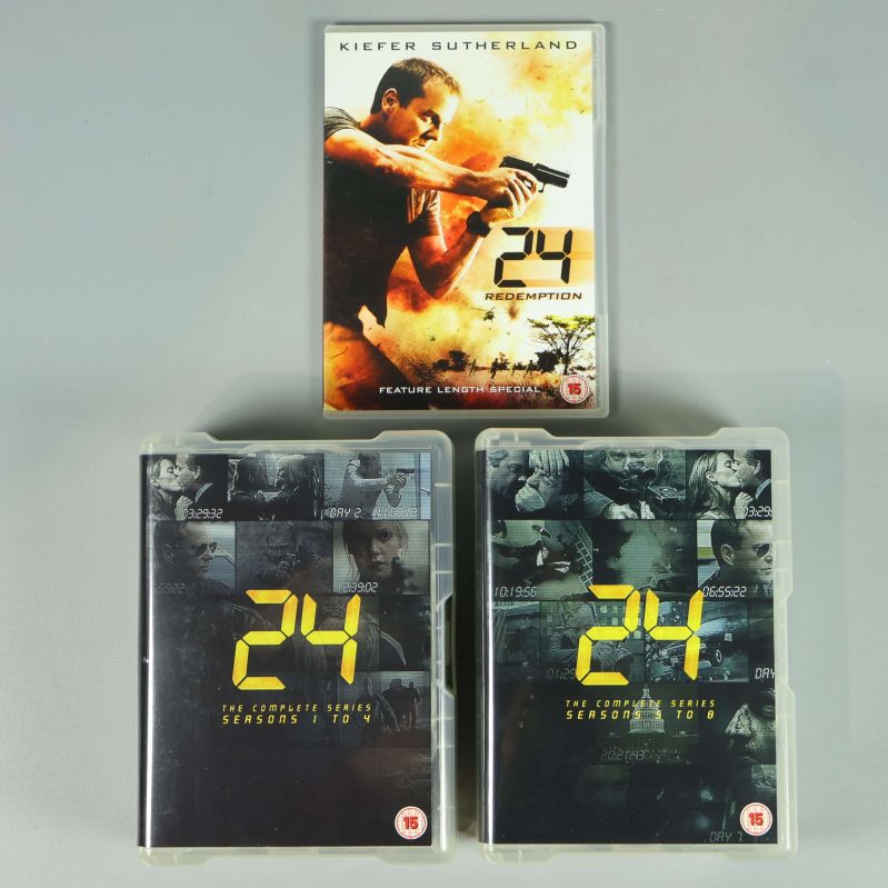 Tre dvd-fodral för 24 och Redemption-upplaga