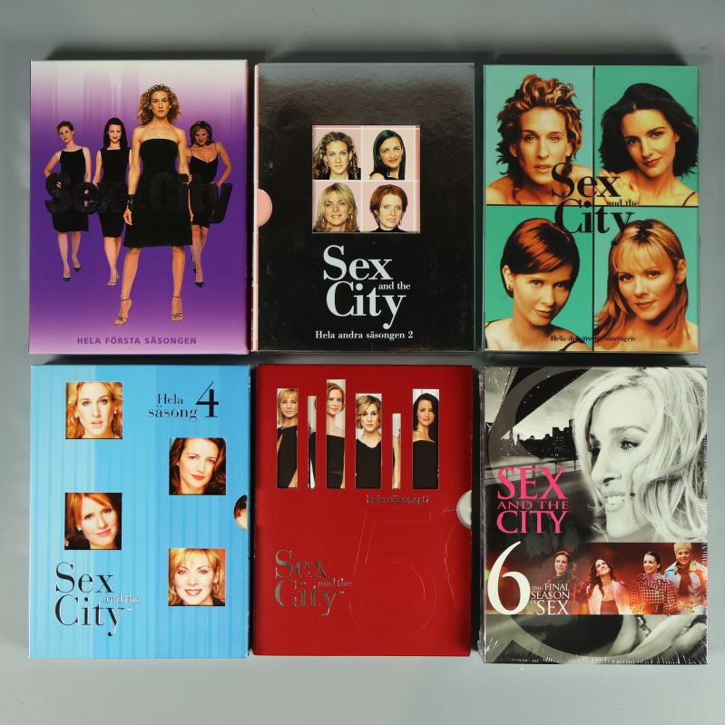 Sex individuella dvd-fodral till Sex and the City uppställda