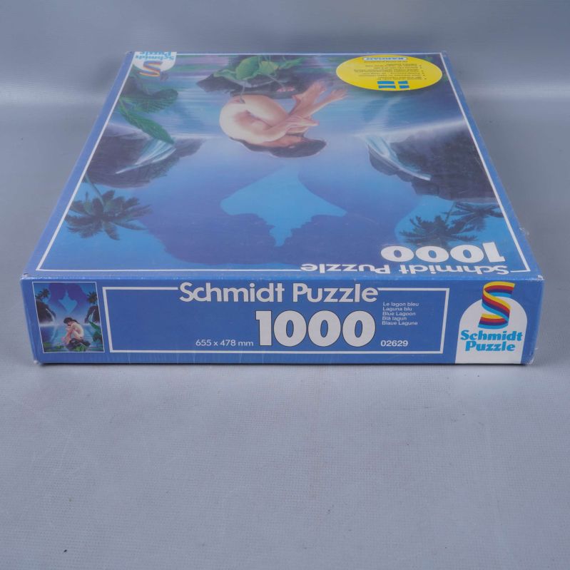 Pussel med blå kant och tydlig bitantalstext