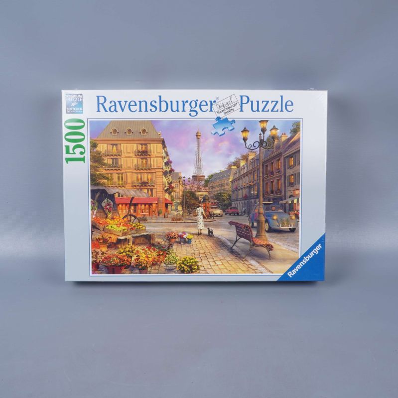 Framsida av Ravensburger pusselbox med vintage Paris-motiv