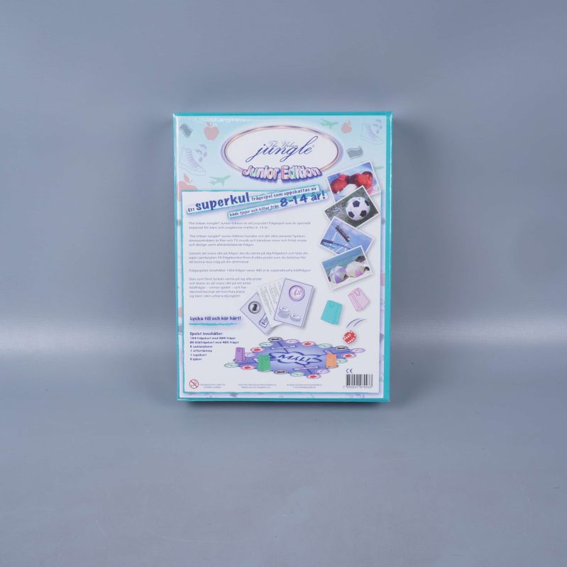 Baksidan av junior frågespelet visar instruktioner och spelkort